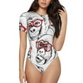 thumbnail image 1 of Balery Women'Smonkey Crew Neck Round Neck Short Sleeves Slim Fit Casual Basic Extender Bodysuit Daily Jumpsuit T Shirts-Small, 1 of 9