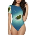 thumbnail image 1 of Balery Women'Sparadise Island Crew Neck Round Neck Short Sleeves Slim Fit Casual Basic Extender Bodysuit Daily Jumpsuit T Shirts-X-Large, 1 of 9
