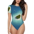 thumbnail image 1 of Balery Women'Sparadise Island Crew Neck Round Neck Short Sleeves Slim Fit Casual Basic Extender Bodysuit Daily Jumpsuit T Shirts-Xx-Large, 1 of 9