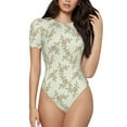 thumbnail image 1 of Balery Women'Srose Crew Neck Round Neck Short Sleeves Slim Fit Casual Basic Extender Bodysuit Daily Jumpsuit T Shirts-Xx-Large, 1 of 9