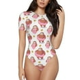 thumbnail image 1 of Balery Women'Ssloth With Donuts1 Crew Neck Round Neck Short Sleeves Slim Fit Casual Basic Extender Bodysuit Daily Jumpsuit T Shirts-X-Large, 1 of 9