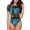 thumbnail image 1 of Balery Women'Sspooky Halloween Crew Neck Round Neck Short Sleeves Slim Fit Casual Basic Extender Bodysuit Daily Jumpsuit T Shirts-Small, 1 of 9