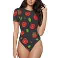 thumbnail image 1 of Balery Women'Stomatoes1 Crew Neck Round Neck Short Sleeves Slim Fit Casual Basic Extender Bodysuit Daily Jumpsuit T Shirts-X-Large, 1 of 9