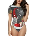thumbnail image 1 of Balery Women'Straditional Scandinavian Dwarf Crew Neck Round Neck Short Sleeves Slim Fit Casual Basic Extender Bodysuit Daily Jumpsuit T Shirts-Small, 1 of 9