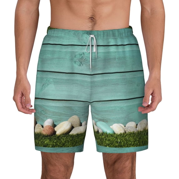 Balery Wood Grain Mens Swim Trunks Swim Shorts for Men Quick Dry Inseam Beach Shorts with Compression Liner Pocket-Large