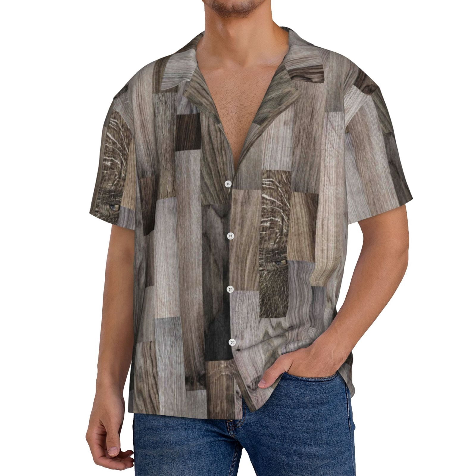 Men's Short Sleeve Cuban Guayabera Shirt – Summer Casual Beach Button-Down, A-Deep Grey, X-Large