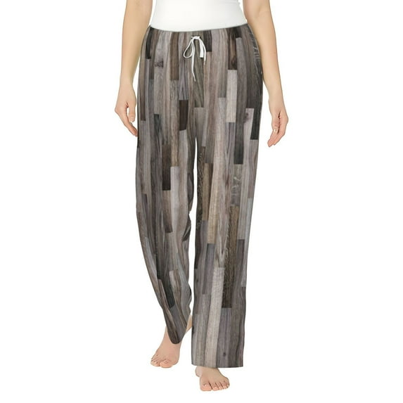 Balery Wooden Texture print Women's Pajama Pants,Ultra Lightweight Pjs,Lounge Pant-Large