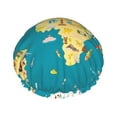 thumbnail image 1 of Balery World Map With Landmarks Shower Caps, Double Layer Waterproof Shower Cap, Double Layers Reusable Shower Cap With Soft Comfortable For Long Thick Hair Soft Bath Shower Hair Caps, 1 of 9