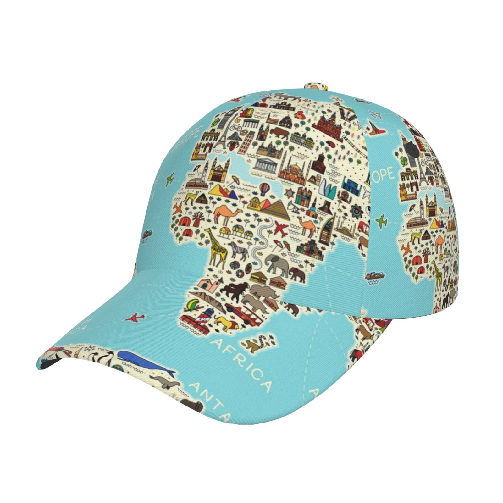 Balery World Travel Line Icons Map Baseball Cap For Women Men ...