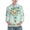 Balery World Travel Map Pattern Womens Long Sleeve Hoodie, Pullover