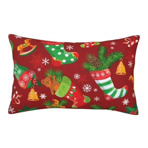 Balery X-Mas And New Year Pillow Covers,Bed Pilowcases,Reversible Plush Throw Pillow Covers End Pillow Encasement,Pillow Case - 14"X20"