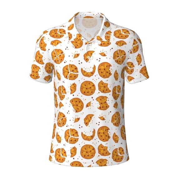Balery Yellow Biscuit Printed Men’s Short Sleeve Polo Shirt, Midweight Men's Shirt,Golf Polo shirts -