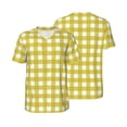 thumbnail image 1 of Balery Yellow Checkboard Baseball Jersey for Men Casual Button Down Shirts Short Sleeve Active Team Sports Uniform-Small, 1 of 9