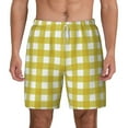 thumbnail image 1 of Balery Yellow Checkboard Mens Swim Trunks Swim Shorts for Men Quick Dry Inseam Beach Shorts with Compression Liner Pocket-3X-Large, 1 of 9