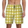 thumbnail image 1 of Balery Yellow Checkboard Mens Swim Trunks Swim Shorts for Men Quick Dry Inseam Beach Shorts with Compression Liner Pocket-X-Large, 1 of 9