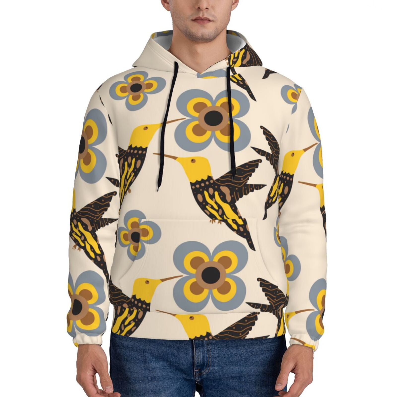 Neon Floral Hummingbird Sherpa Hoodie