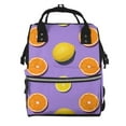 thumbnail image 1 of Balery Yellow Lemon And Orange Mummy Backpack - Waterproof Twill Canvas, Large Capacity Diaper Bag with Multiple Pockets and Adjustable Straps, 1 of 1