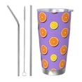 thumbnail image 1 of Balery Yellow Lemon And Orange Pattern 20oz Insulated Car Cup with Dual Drink Lids, Stainless Steel Travel Mug Eco-Friendly and Leak-Proof-Straw Three-piece Set, 1 of 8