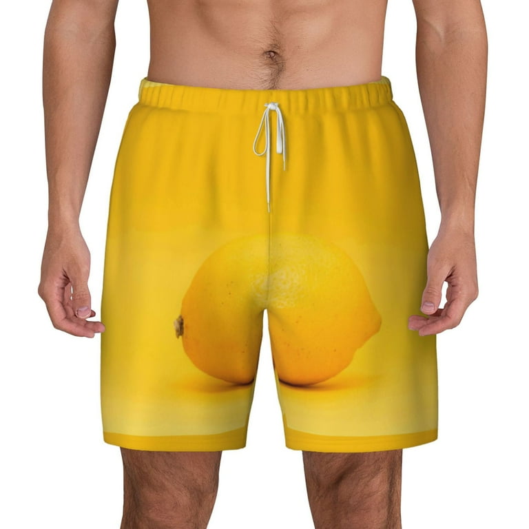 Balery Yellow Lemon Mens Swim Trunks Swim Shorts for Men Quick Dry