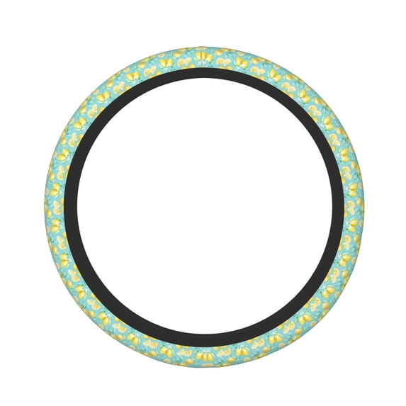 Balery Yellow Lemon print Steering Wheel Covers Elastic Skidproof Steering Wheel Protective Cover Case for Men Women Universal 15 Inches Cars Accessories