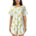 thumbnail image 1 of Balery Yellow Rubber Duck Pattern Womens Pajama Sets 2 Piece Soft Short Sleeve Top and Shorts Sleepwear Round Neck Pjs Lounge Set with Pockets-Small, 1 of 7