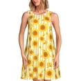 thumbnail image 1 of Balery Yellow White Striped Sunflower Pattern Women’s Summer Dresses – Loose Sleeveless Sundress, Casual and Comfortable Beach Dress for Hot Days, 1 of 7