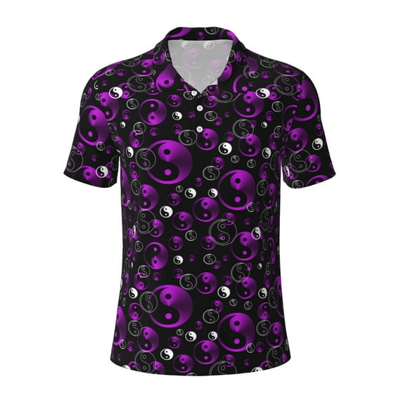Balery Yin Yang1 Printed Men’s Short Sleeve Polo Shirt, Midweight Men's Shirt,Golf Polo shirts -3X-Large