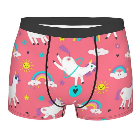 Balery Yoga Unicorn Men's Boxer Briefs, Soft and Breathable Cotton Underwear with nylon Waistband-Small