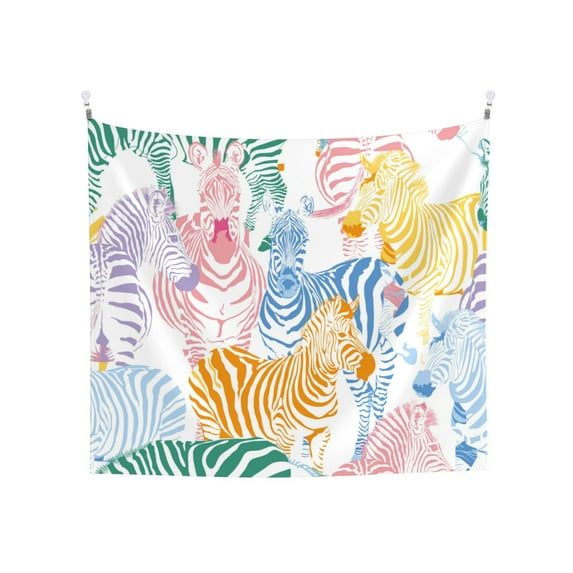 Balery Zebra Colourful Pattern Tapestry 60x51 Inches - Large Wall Hanging Tapestry for Bedroom, Living Room, Dorm Decor - Artistic and Aesthetic Room Decor