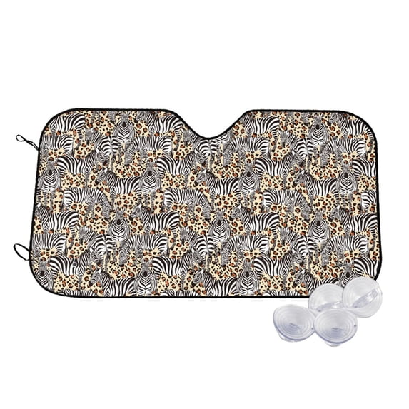 Balery Zebra Print Car Windshield Sun Shade,Windshield Sunshade for Car Pickup Truck SUV Accessories-