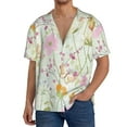 thumbnail image 1 of Balery bird and butterfly Pattern Men's Casual Button Down Shirt Short Sleeve Textured Summer Cuban Beach Shirts-XX-Large, 1 of 5