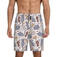 thumbnail image 1 of Balery cartoon mouse Pattern Men's Cotton Knit Pajama Shorts Waistband & Pockets,Short Pajama Pants-Large, 1 of 6