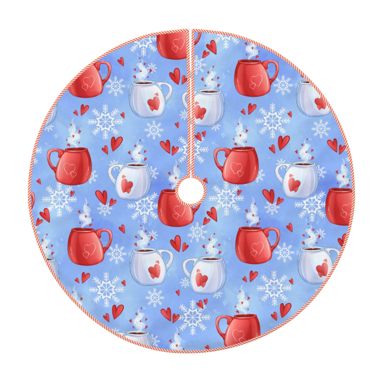 Balery coffee love cup winter Printed Christmas Tree Skirt , Merry