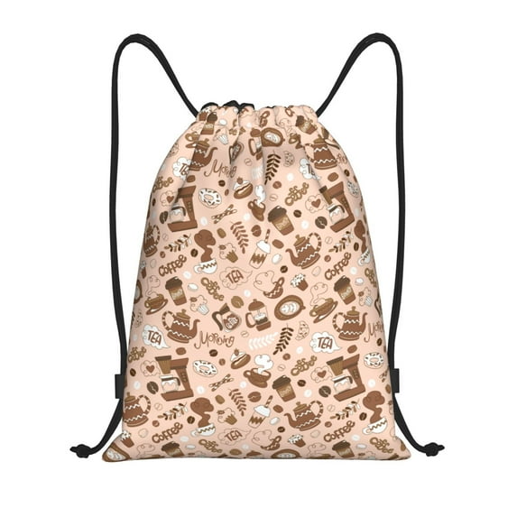 Balery coffee tea pots Pattern Drawstring Backpack Bag Sport Gym Sackpack Cinch Bags Pattern Drawstring Backpack Bag Sport Gym Sackpack Cinch Bags -Medium