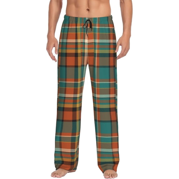 Balery colorful plaid print Men's Pajama Pants,Ultra Lightweight Pjs,Lounge Pant-Medium