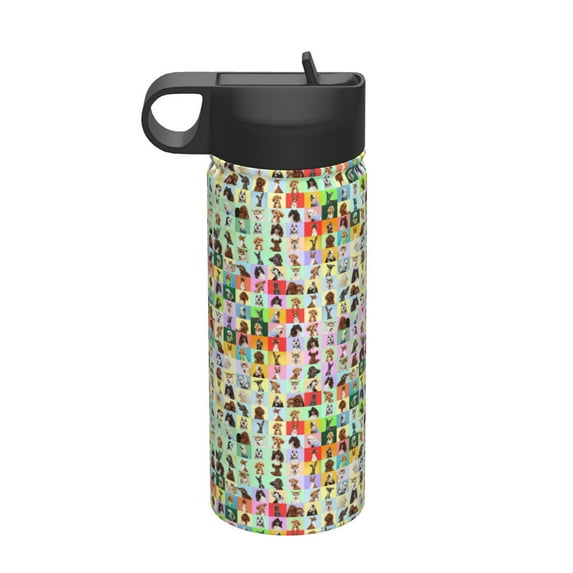 Balery dogs collage Pattern Water Bottle,18oz Sports Insulated Kettle for Cycling Gym Basketball Outdoor, Suitable as a Present