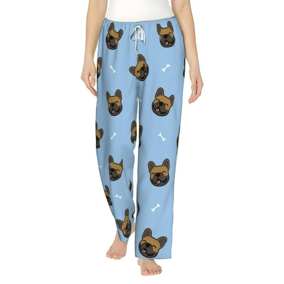 Balery french Bulldog Face print Women's Pajama Pants,Ultra Lightweight Pjs,Lounge Pant-Small
