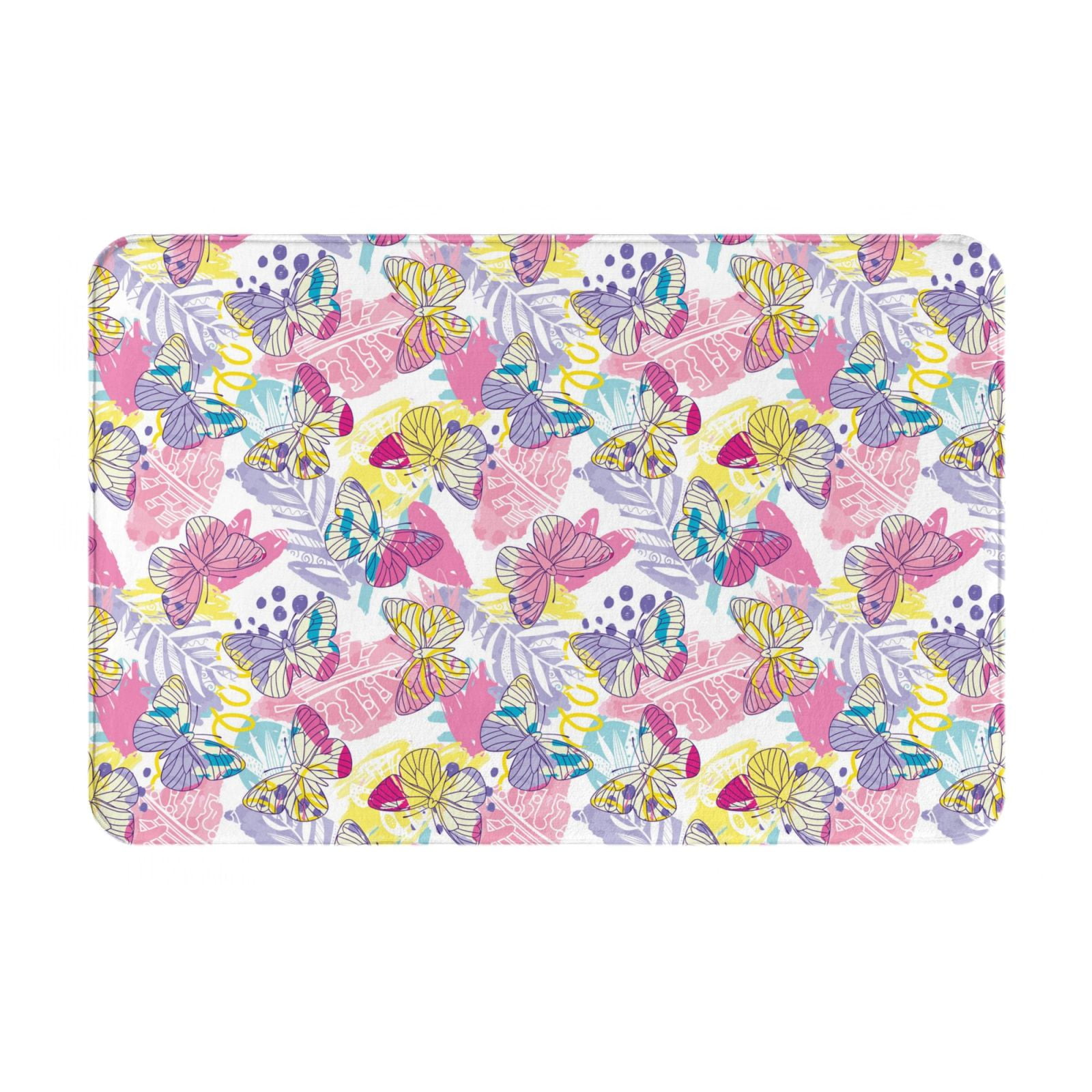 Balery hand drawn butterflies Pattern Doormat, Durable Flannel Fabric ...