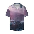 thumbnail image 1 of Balery lighthouse Waves Torrential Rain Men's Casual Button Down Shirt Short Sleeve Textured Summer Cuban Beach Shirts-Large, 1 of 7