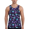 thumbnail image 1 of Balery purple Skull flower Pattern Men's Workout Tank Top Gym Muscle Tee Fitness Bodybuilding Sleeveless T Shirt Quick Dry Fit Muscle Tank Top Slim-Fit Tank-4X-Large, 1 of 7