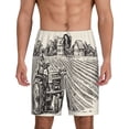 thumbnail image 1 of Balery retro tractor Pattern Men's Cotton Knit Pajama Shorts Waistband & Pockets,Short Pajama Pants-Small, 1 of 6