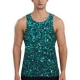 thumbnail image 1 of Balery teal sparkling Pattern Men's Workout Tank Top Gym Muscle Tee Fitness Bodybuilding Sleeveless T Shirt Quick Dry Fit Muscle Tank Top Slim-Fit Tank-Small, 1 of 7