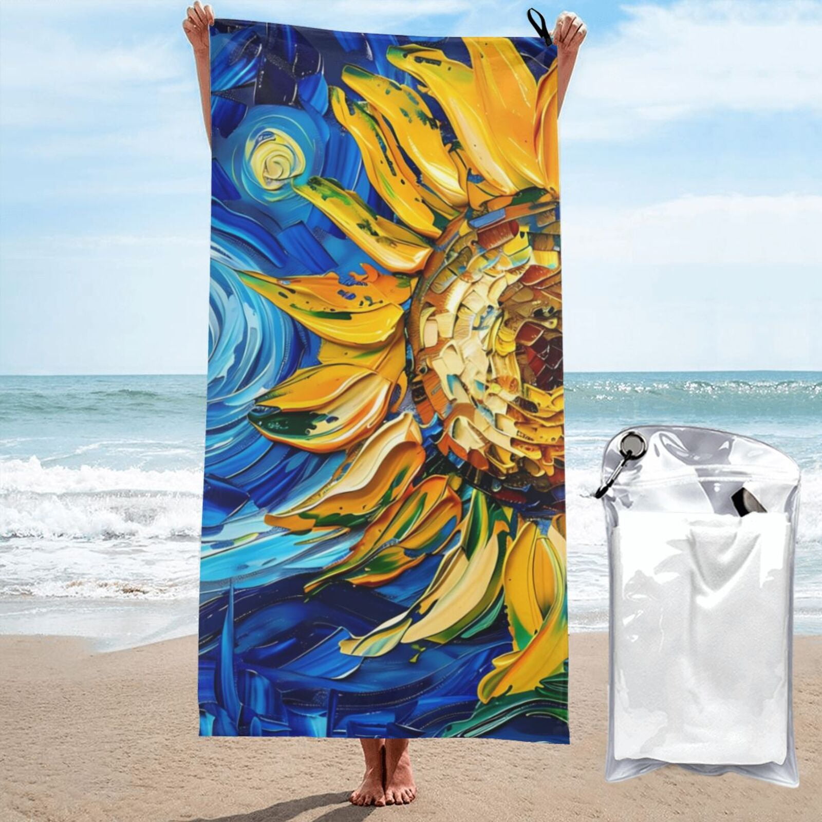 Balery vintage Starry Sunflower Print Towels Luxurious Jumbo Bath