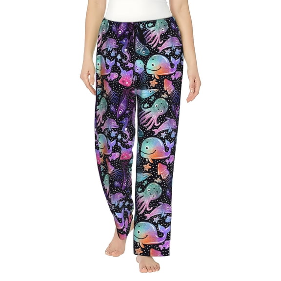 Balery whale fish octopus print Women's Pajama Pants,Ultra Lightweight Pjs,Lounge Pant-Medium