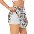 thumbnail image 1 of Balery winter Scarf deer Pattern Women's Running Shorts with Liner 2 Pockets Elastic Workout Athletic Gym Yoga Shorts-Large, 1 of 7