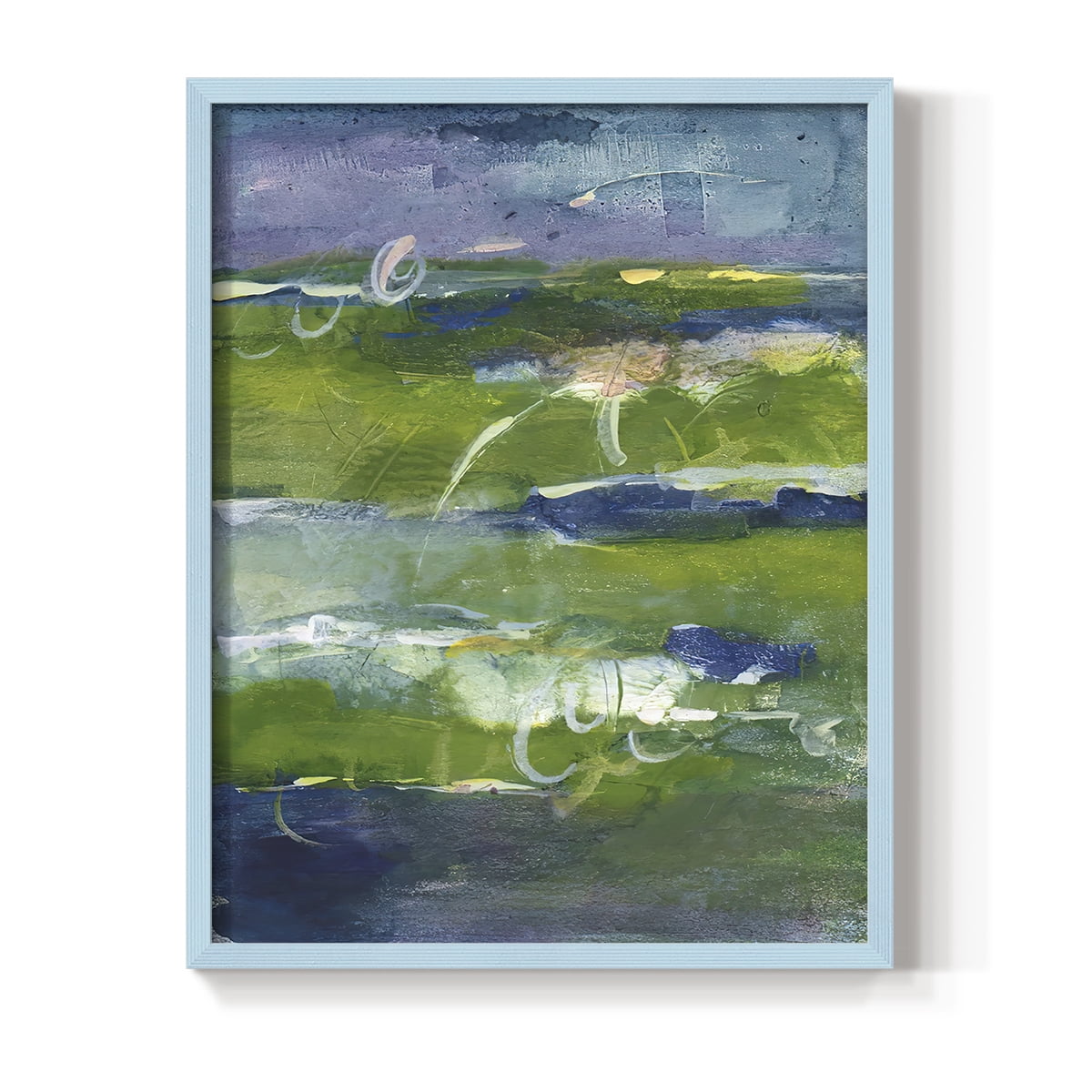 Bales of Color II Framed Print in Blue Solid Wood Framed Print No Nail Hanging