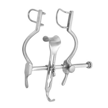 Balfour Pediatric, Baby, Abdominal Retractor, Fixed Fenestrated Side Blades, 1⅛" Deep, Center Blade 1"x1", 3½" Spread, German, Von Klaus