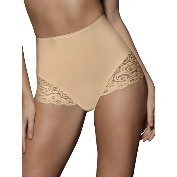 Women's Bali X054 Microfiber and Lace Shaping Brief Panty - 2 Pack (Nude M)