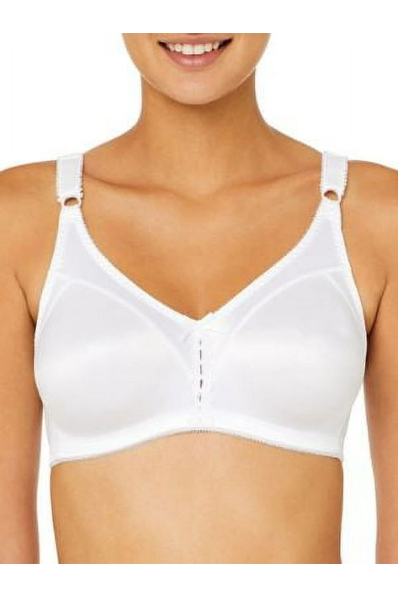 44C Nylon Double Support Wire Free Bra, White