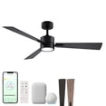 thumbnail image 1 of Bali 52in 3-Blade Smart Ceiling Fan 2700K-6000K CCT Tunable Range LED Light Kit in Matte Black with Reversible Black and Weathered Wood Blades Works With iOS or Android App, 1 of 10